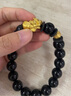 周六福（ZLF）  黄金手链男款足金财运貔貅金珠黑玛瑙手串 定价 3.16g 实拍图