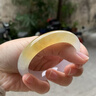 行芳 缅甸玉手镯老坑冰种玉镯浅绿油青玉手镯宽飘花玉石处理镯子女款 内径57-58mm 实拍图
