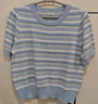 茵曼【秀场同款】索罗纳凉感条纹短袖女26夏针织衫上衣蓝色XL 实拍图