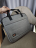 七匹狼男士商务公文包单肩男包大容量横款斜挎包帆布包手提包出差电脑包 灰色商务款 黑色 实拍图