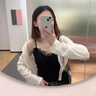 妙奕嘉开衫夏季薄款吊带裙外搭高级感针织衫薄款女上衣外套防晒空调罩衫 白色蕾丝钩花防晒披肩罩衫 L 【建议120斤以内】 实拍图
