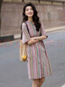 德玛纳【治愈班味】夏季小立领棉莱赛尔混纺短袖宽松腰中长款女式连衣裙 实拍图