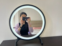 飞旺藤达化妆镜台式led带灯桌面学生宿舍ins卧室灯补光梳妆台圆镜全身镜 黑【三色光亮度可调】可调节角度 【40cm*45cm】高清成像破损必赔 实拍图