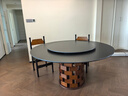 中古侘寂风黑色岩板圆桌吃饭桌子家用小户型餐台法式复古实木餐桌 1.2m 单桌 实拍图