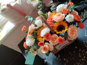 琐拉鲜花速递向日葵玫瑰混搭花束花篮生日礼物全国同城配送 香槟向日葵混搭手提花篮 实拍图