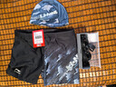 李宁（LI-NING） 泳裤男速干男士泳衣套装近视泳镜可选泳帽大码温泉泳裤三件套男 印花三件套XL 平光无近视 实拍图