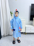 牧萌 儿童雨衣男女童带书包位宝宝幼儿园小学生雨鞋套装防水卡通雨披 浅蓝火箭恐龙 L码（建议身高105-115cm） 实拍图