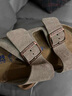 BIRKENSTOCK勃肯德国进口男女款牛皮绒面革软底Arizona双扣拖鞋七夕甄选 女款灰色951303 35 实拍图