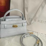 CHARLES&KEITH鳄鱼纹凯莉包手提斜挎婚包包女包生日礼物CK2-50270880-1 Sea Salt Blue海盐蓝 S 实拍图
