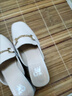 断码青蜓牌真皮包头半拖鞋外穿2023夏百搭穆勒女鞋中粗跟软底凉拖 米白色 40 实拍图