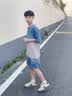 G.duck小黄鸭男童夏装套装儿童中大童男孩渐变帅气短袖两件套秋季童装 灰色 偏蓝灰 120 建议110-120cm6-7岁cm 实拍图