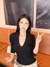 佐叙法式设计感小众t恤女2025夏季别致纯欲风辣妹V领修身短款中袖上衣 黑色 M （80-100斤） 实拍图