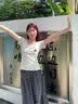 JEEP SPIRIT吉普方领打底衫女夏季灰色短袖t恤大领口内搭正肩纯棉显瘦上衣服 灰色 M 实拍图