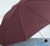 天堂 加大雨伞三折 晴雨两用商务伞经典格纹10骨大雨伞男女 暗紫红 实拍图
