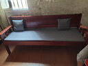 百圣牛全实木沙发椅长椅靠背椅出租房阳台休闲小户型客厅三人单双人椅 E0级环保红棕色 送坐垫+抱枕 标准款长180宽55总高 80cm 实拍图