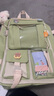 索亚特书包女中学生小学生大容量三到五六年级双肩包初中生女孩高中背包 绿色四件套+徽章+小熊挂件 实拍图