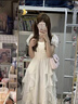 允橘连衣裙裙子女夏季2025新款轻奢高级感白色长裙法式海边沙滩裙纯欲 米白色钉珠仙女连衣裙 M 建议95-105斤 实拍图