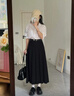 麓格立 半身裙女新款百褶西装中长裙高腰a字裙遮胯高级感优雅显瘦休闲裙 黑色含腰带XL【建议110-125斤】 实拍图
