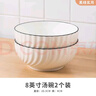 传旗釉下彩面碗8英寸2只大汤碗饭碗拉面碗大碗陶瓷餐具玄月 实拍图