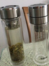 苏泊尔玻璃杯抗菌泡茶杯一键开盖商务双层茶水分离杯男士车载水杯 实拍图