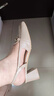 百思图夏季商场新款时尚法式粗跟包头后空女凉鞋RJF19BH3 杏色 37 实拍图