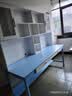 风叶青青北欧实木书桌双人桌家用卧室中小学生学习桌书架储物写字桌椅套装 实木单桌+16升降椅*2（蓝白色） 180cm*60cm*75cm双抽屉 实拍图