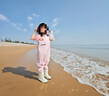 熊火儿童下水裤户外玩水服捉鱼赶海半身涉水裤背带连体鞋防水沙滩 儿童粉色背带裤【加厚带口袋】 31 (鞋内长19.5cm) 实拍图