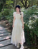 南木熊连衣裙法式茶歇夏季2025新款温柔风气质设计感方领收腰显瘦夏天裙 米白色L【100-110斤】 实拍图
