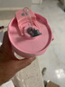 玻璃水杯女生耐高温茶水分离办公室泡茶杯子带把手便携大肚吸管杯 粉色 实拍图