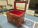 木哈哈国标红木红酸枝首饰盒收纳盒实木结婚首饰盒陪嫁梳妆盒带锁饰品盒 缅甸花梨木-百年好合-素面红绒布 实拍图