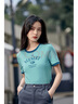 茵曼（INMAN）潮趣印花女装圆领短袖T恤修身显瘦套头短款2025夏季新款上衣 天蓝色 -18525987 M 实拍图
