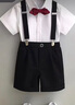 GOKU男童礼服套装幼儿园演出服背带裤夏季小主持人儿童西装毕业服花童 黑色裤子+衬衫+背带+领结 100 建议体重25-30斤 实拍图