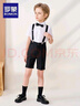 罗蒙男童礼服夏季儿童毕业演出服幼儿园背带裤花童 黑色套装 170 实拍图
