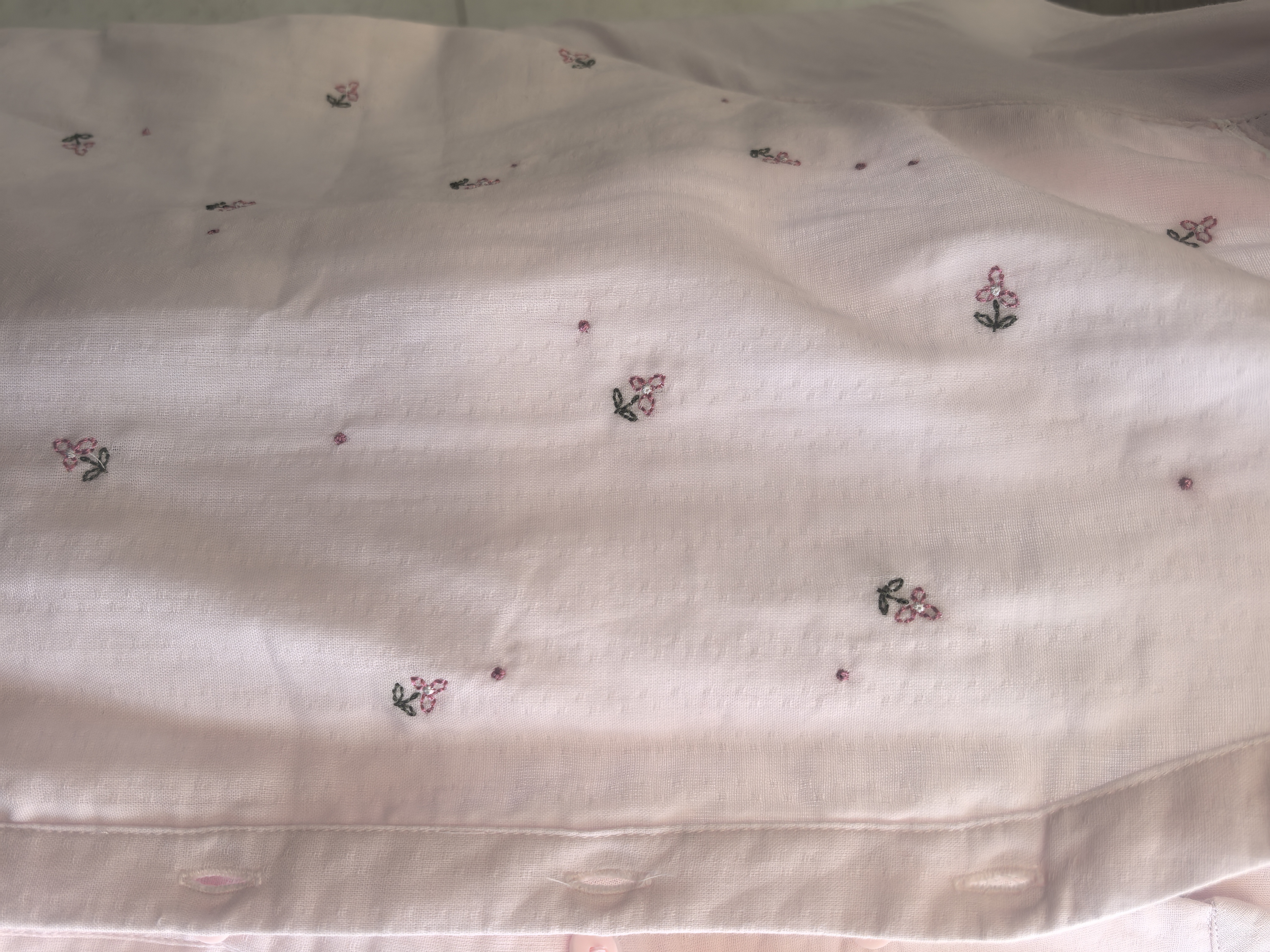 MEJU纯棉双层纱布女长袖睡衣温柔粉色可爱刺绣V领家居服套装女装 粉色刺绣 XL (170) 131-145斤以内 实拍图