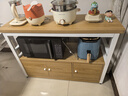 立太厨房置物架落地多功能切菜桌子工作台多层微波炉锅具收纳架窄边柜 升级柜门款-三层长120宽40高80 【加厚30mm台面】台面可剁骨 实拍图