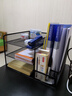 得力（deli）多功能金属网材组合式文件框/盘/栏书立办公用品桌面档案收纳盒多层资料架置物架带笔筒黑色PB103 实拍图