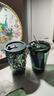 乐唯诗（NERVISHI）玻璃杯高颜值水杯透明玻璃牛奶杯带把ins风奶茶杯早餐杯茶杯 墨绿吸管杯-450ml1只 实拍图