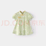 巴厘小猪女童短袖连衣裙夏季薄款小女孩公主裙儿童国风衣服夏 绿底小鸭 90 cm 实拍图