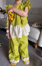 女童夏季套装2025新款洋气3-6儿童衣服短袖花朵小女孩两件套1-3岁 绿色 薄款 100 cm 实拍图