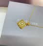 诗普琳18K金吊坠新中式四合如意吊坠女款 浅蓝约0.34g+珍珠+和田玉+银链 实拍图