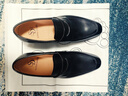【发顺丰空运】上顿丹尼男鞋男士休闲乐福鞋头层牛皮鞋英伦大小码一脚蹬真皮懒人高档皮质商务轻便男鞋子 黑色 35 实拍图