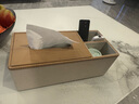 诺爵轻奢皮革纸巾盒欧式创意家用客厅抽纸盒酒店木纹中式定制印logo 米白侧二格多功能款 实拍图