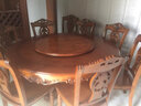 皇家路易斯 欧式实木雕花大理石圆形饭桌带转盘家用小户型别墅餐厅家具餐桌 仿古色（配实木面+转盘） 1.0米/1.2米（单餐桌） 实拍图