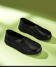 足力健老人鞋秋冬单鞋女士休闲皮鞋妈妈鞋一脚蹬平底鞋 6015K黑色38 实拍图