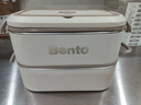百年正和保温饭盒316不锈钢多层微波炉可加热成人上班族带饭分格餐盒 【双层】奶白色+保温袋 1700ml 实拍图