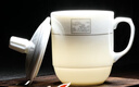 MULTIPOTENT茶杯2个陶瓷盖杯300ml商务会议办公茶杯宾馆酒店2#白金山水 实拍图