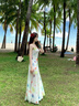 茯见水彩吊带连衣裙女2025夏季小个子长款夏日度假不规则裙摆鱼尾裙子 白色 M （建议95-110斤） 实拍图