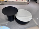 满顺意式高级感轻奢岩板茶几小户型客厅家用极简圆形组合简约现代茶 黑柱 黑柜：鱼肚白70+50圆 雅光黑边几 整装 实拍图