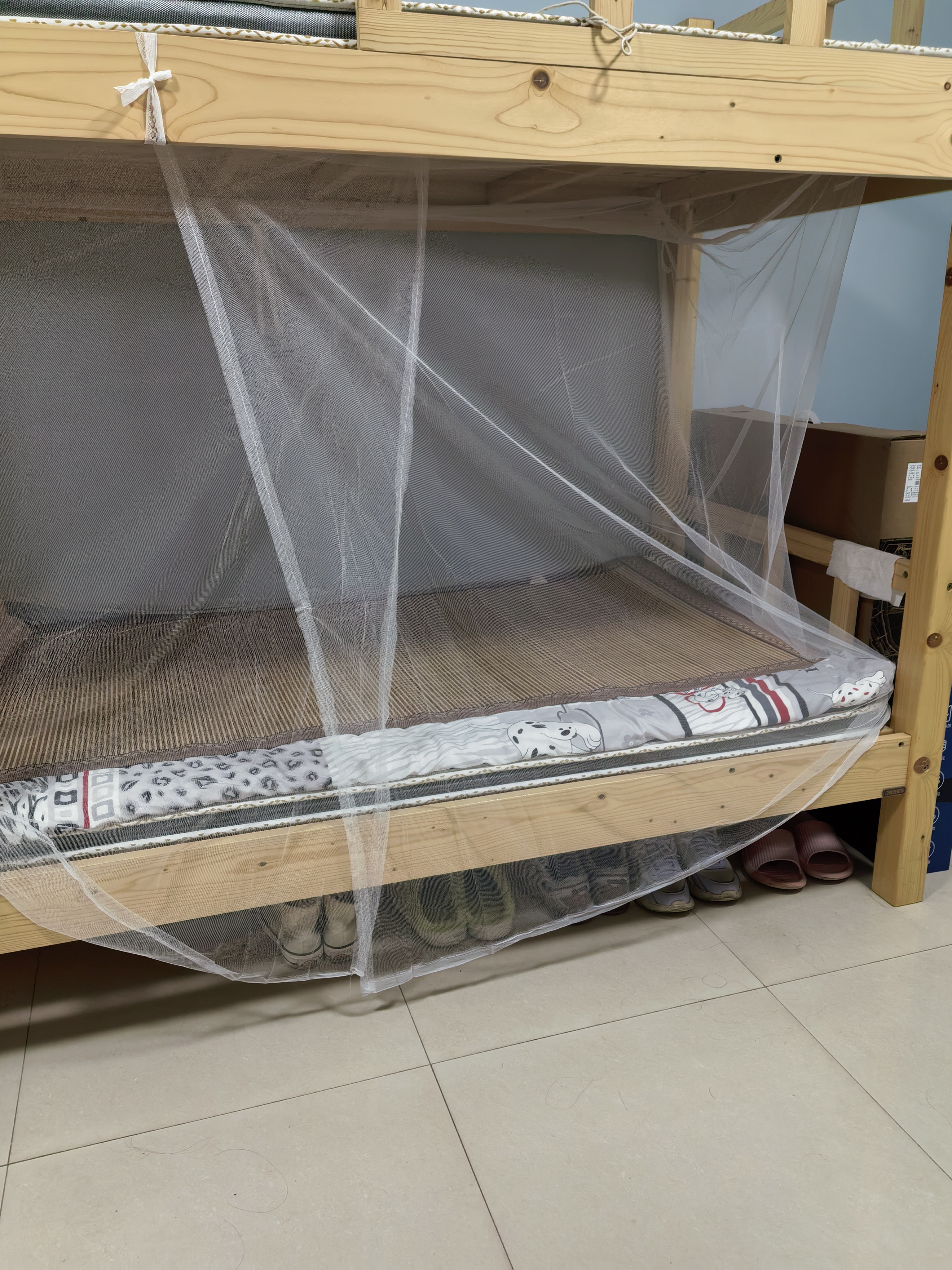 爱宝适学生蚊帐宿舍上下铺适用家用免安装单开门防尘蚊帐0.9m白色S845 实拍图