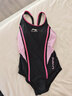 李宁（LI-NING）儿童泳衣女童连体三角泳装速干透气专业训练游泳衣516 黑粉 150  实拍图